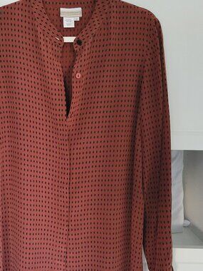 Coldwater Creek 100% Silk Rust-Orange Blouse Size S